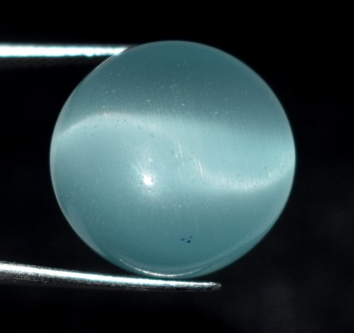 23,15 ct zertifizierter natürlicher himmelblauer runder Cabochon Edelstein Katzenauge C2985 - Bild 1 von 7