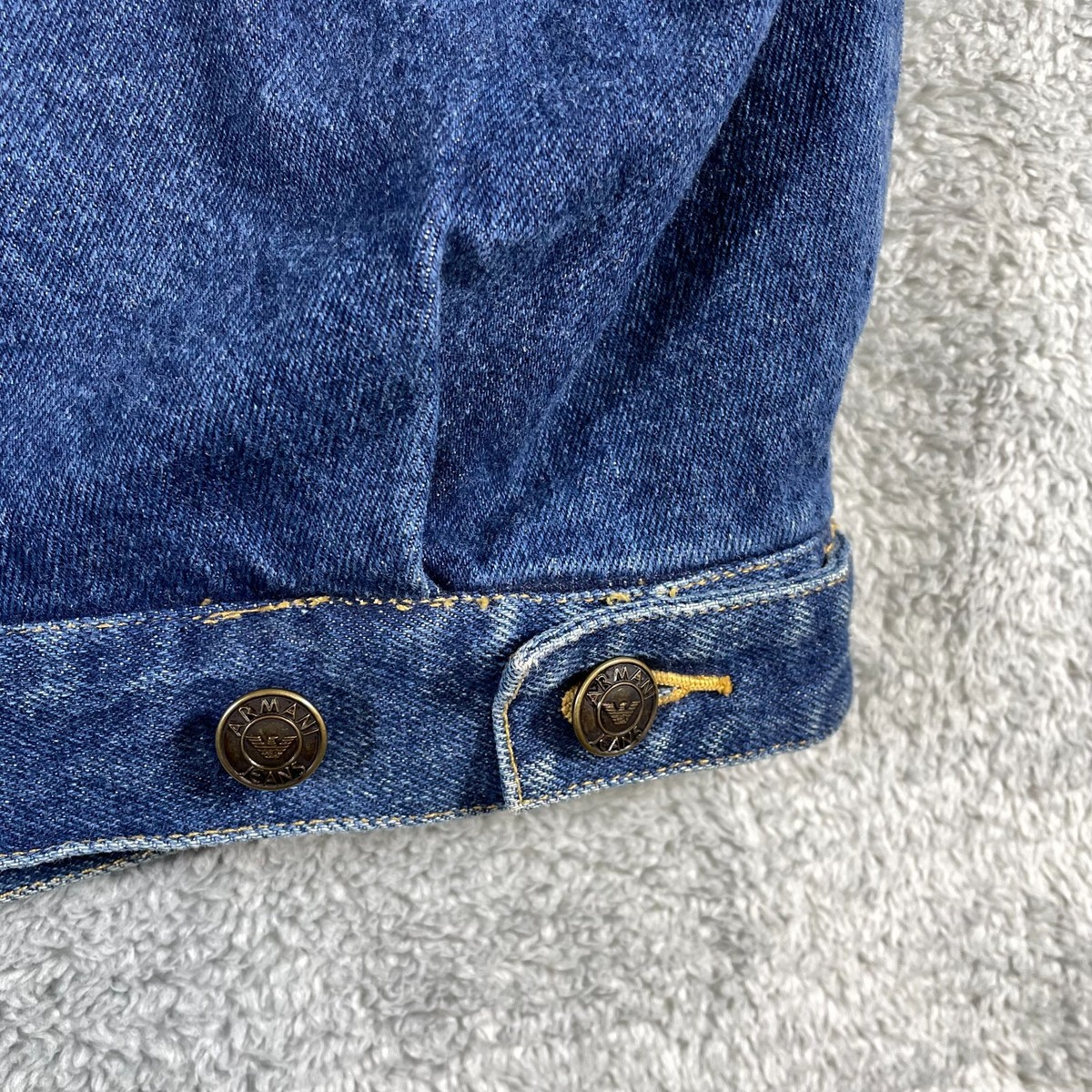 VTG Giorgio Armani Fleece Lined Jean Jacket Mens Small Blue Denim
