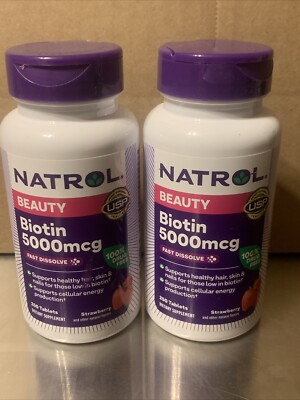 2-Natrol Biotin 5,000mcg Strawberry Flavor, 250 Fast Dissolve Tablets-EXP: 9/26