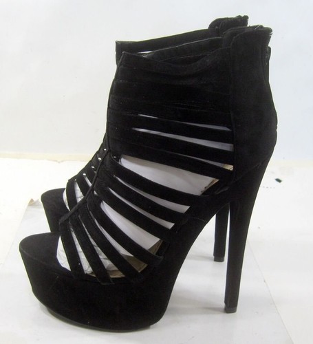 NEW Black 6.5"High Stiletto Heel 2"Platform PEEP TOE Shoes WOMEN Size 6.5 - Picture 4 of 6