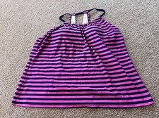 Merona Womens XL Swim Tankini Top Pink Navy Blue High Neck