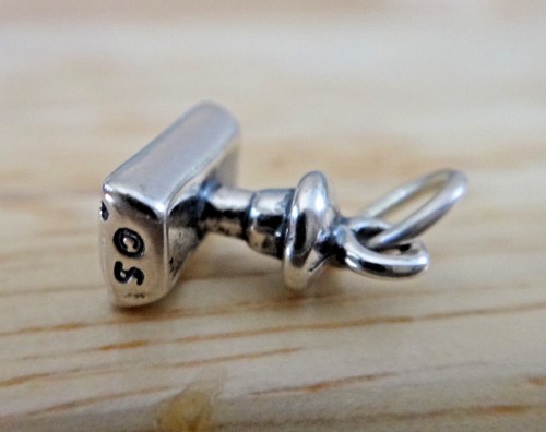 Sterling Silver 3D 11x9mm Stamper says Paid Stamp Office Tool Charm - Picture 3 of 5