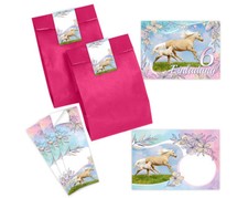 Einladungskarten zum 6. Kindergeburtstag Pferd incl. Umschläge Aufkleber Tüten