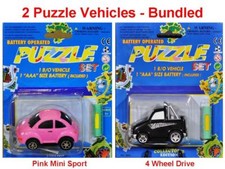 2 Puzzle Vehicles-Bundled-Pink Mini Sport  4WD-FREE SHIPPING TO USA Min. 19 