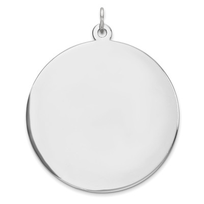 Silver Rhod-plated Eng. Rnd Polish Front/Back Disc Charm QM376/35P
