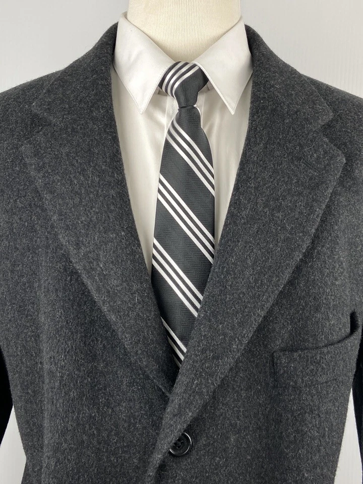 EDDIE BAUER Hombres 46R Negro Grueso Lana Cachemira Blazer Abrigo Deportivo Traje Chaqueta Foto 3 de 4