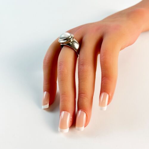 Anillo Vintage Joseph Esposito Plata Esterlina Ovalado Piedra Lunar Unisex Talla 9.25 - Imagen 2 de 6