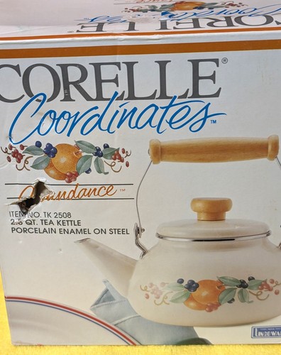Vintage Corelle Abundance Tea Kettle 2.5 Qt. New in Box Never used