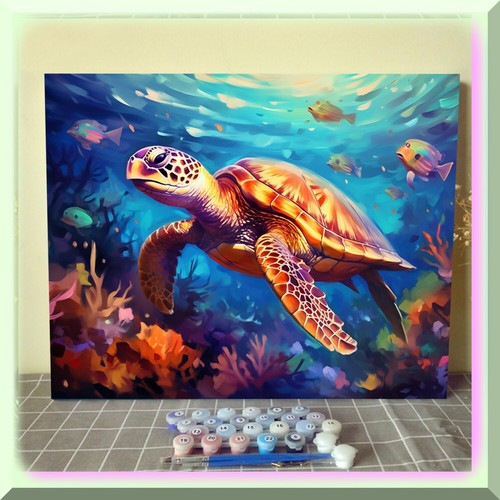 Oceanic Serenity: DIY Sea Turtle Paint by Number Kit - Dive into the Underwater - Picture 3 of 7