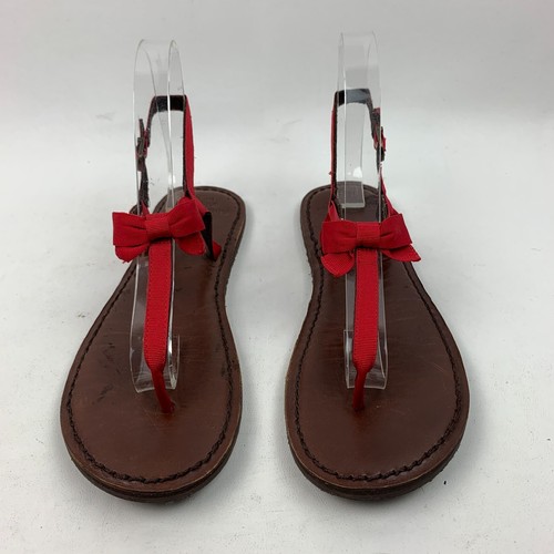 Abercrombie & Fitch Sandals Red Textile Flat Thong Buckle Strap Size 8 - Picture 7 of 11