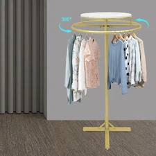 Round Rotating Clothing Rack Gold Retail Garment Display Rack Hanging Rack