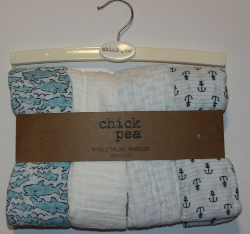 Neu 4er Pack Musselin Decken - weiche reine Baumwolle Kichererbse 36x40