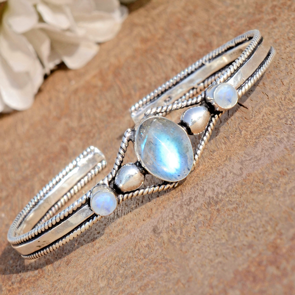 美品】Navajo labradorite×moonstone バングル 美品】Navajo