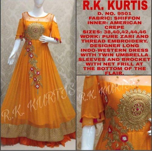 Indo western dress pure zari n thread 
