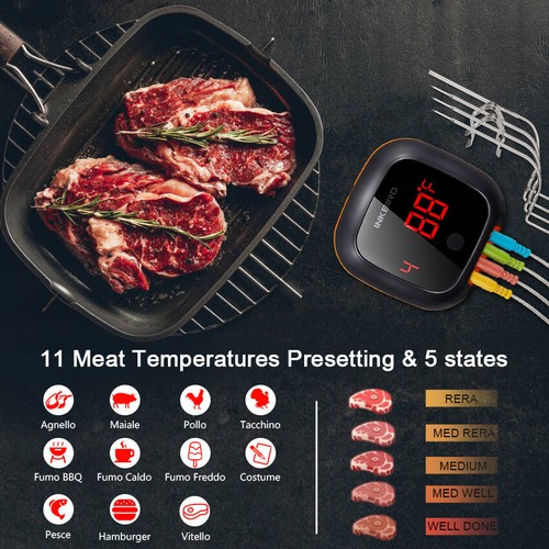 Digitales Bluetooth Bratenthermometer IBT-4XS Sonde Tragetasche BBQ Küche APP CF - Bild 2 von 12