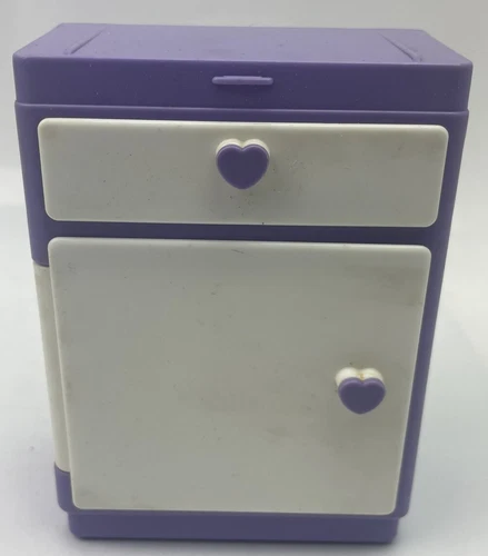 Vintage Barbie Doll House Furniture - Purple / White Cabinet with Heart Knobs