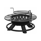 Shinerich Industrial Srfp96 Outdoor Metal Ranch Fire Pit With Grill, Black, 47"