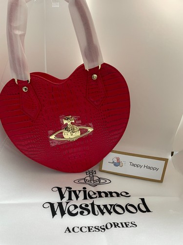 Vivienne Westwood Red Heart Shaped Shoulder Bag Orb Motif Croco New F/J - Picture 3 of 16