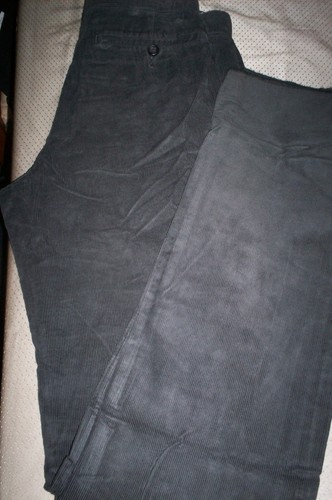 NWT! EDDIE BAUER MENS FLAT FRONT CORDS CORDUROY PANTS-DARK GREEN - 34 UNHEMMED - 第 1/2 張圖片