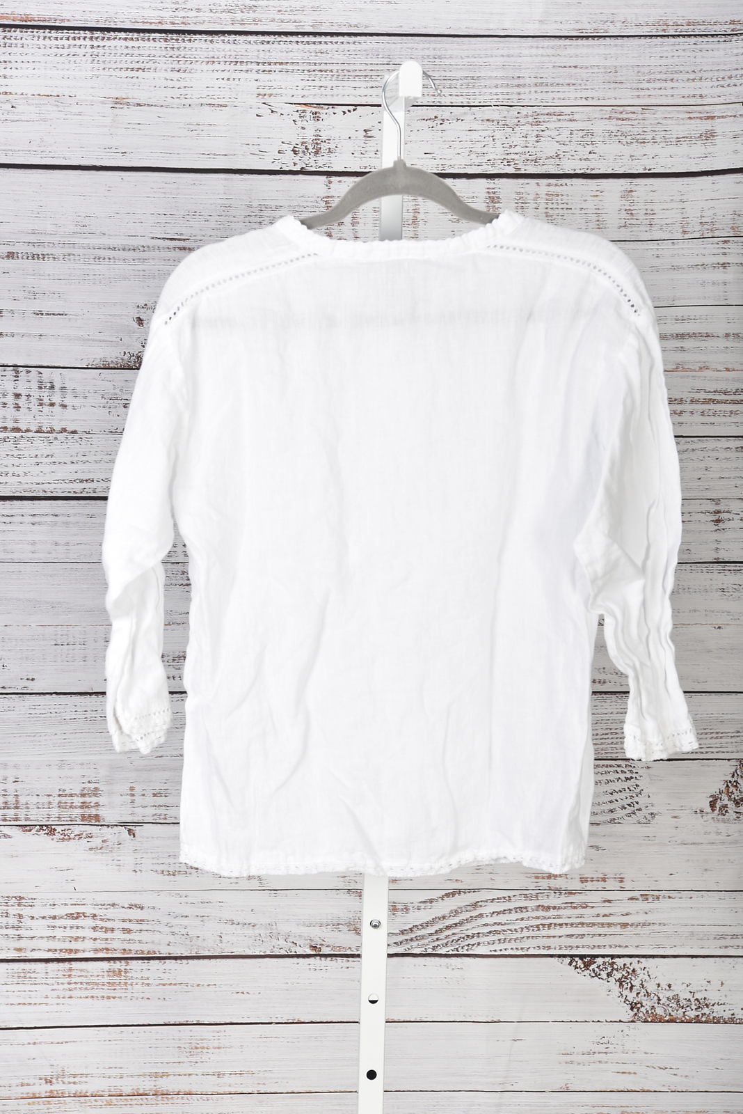 Zara Basic White Linen Button Down Blouse Size L - image 2