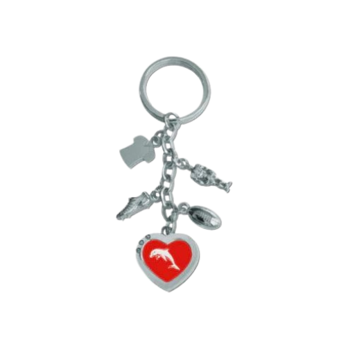 333630 DOLPHINS NRL TEAM CHARM WITH LOGO HEART KEY RING KEYRING CHAIN - Picture 1 of 1