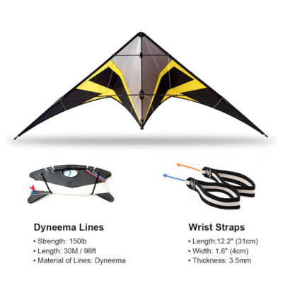 Freilein 2.18m 2 Line Stunt Kite Creator   Professional Acrobatic Kite Kit W/Bag