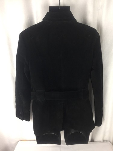 Dickies Women’s Suede Leather Jacket/ Coat Size M Black W/ Belt - Picture 2 of 9