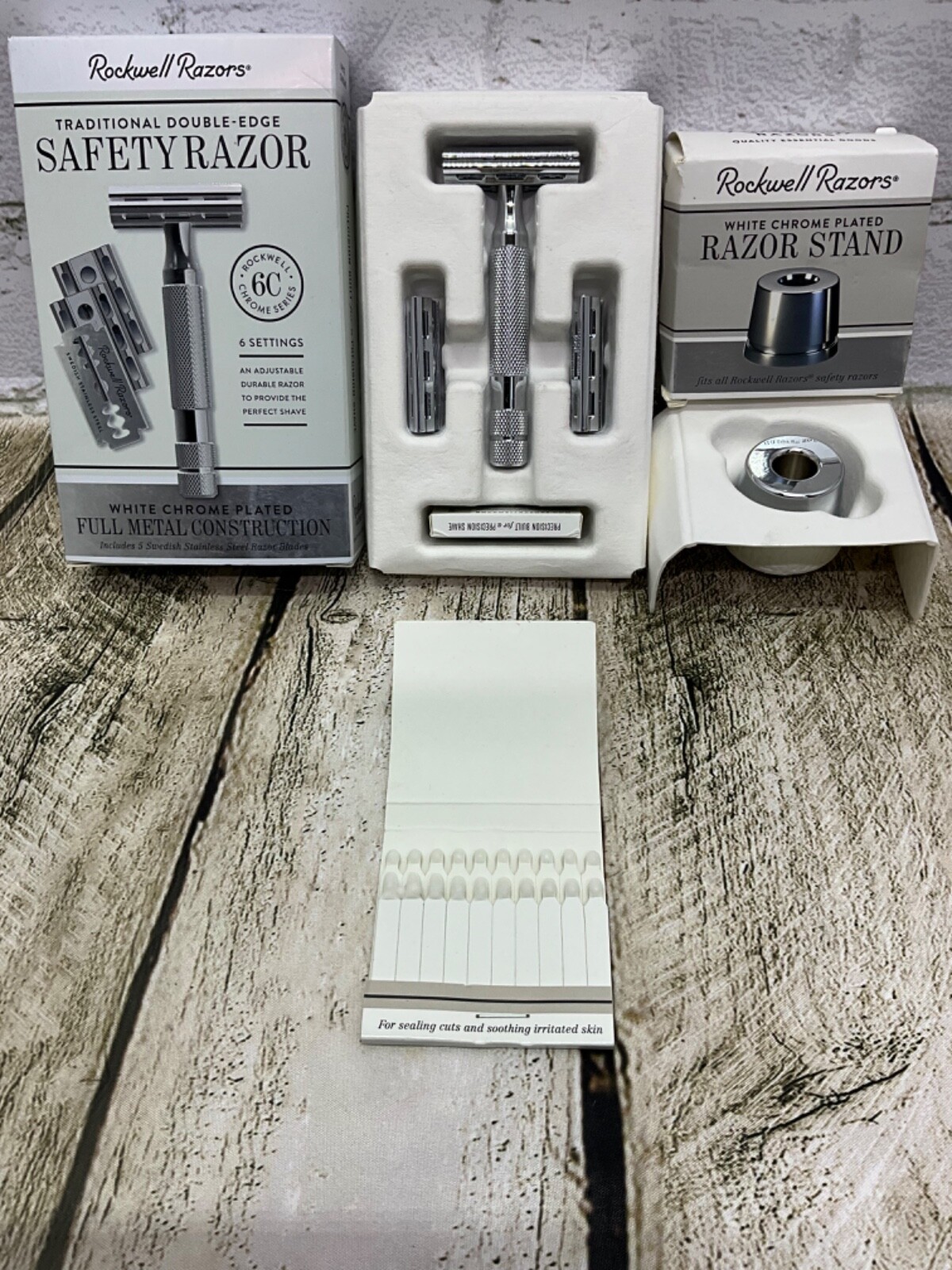 Rockwell Razors 6C Traditional Double Edge Safety Razor - CHROME w/Stand + Alum