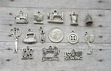 13pc or 5pc Sewing/Seamstress Charm Set Lot Collection/ Machine,Thimble,Scissors