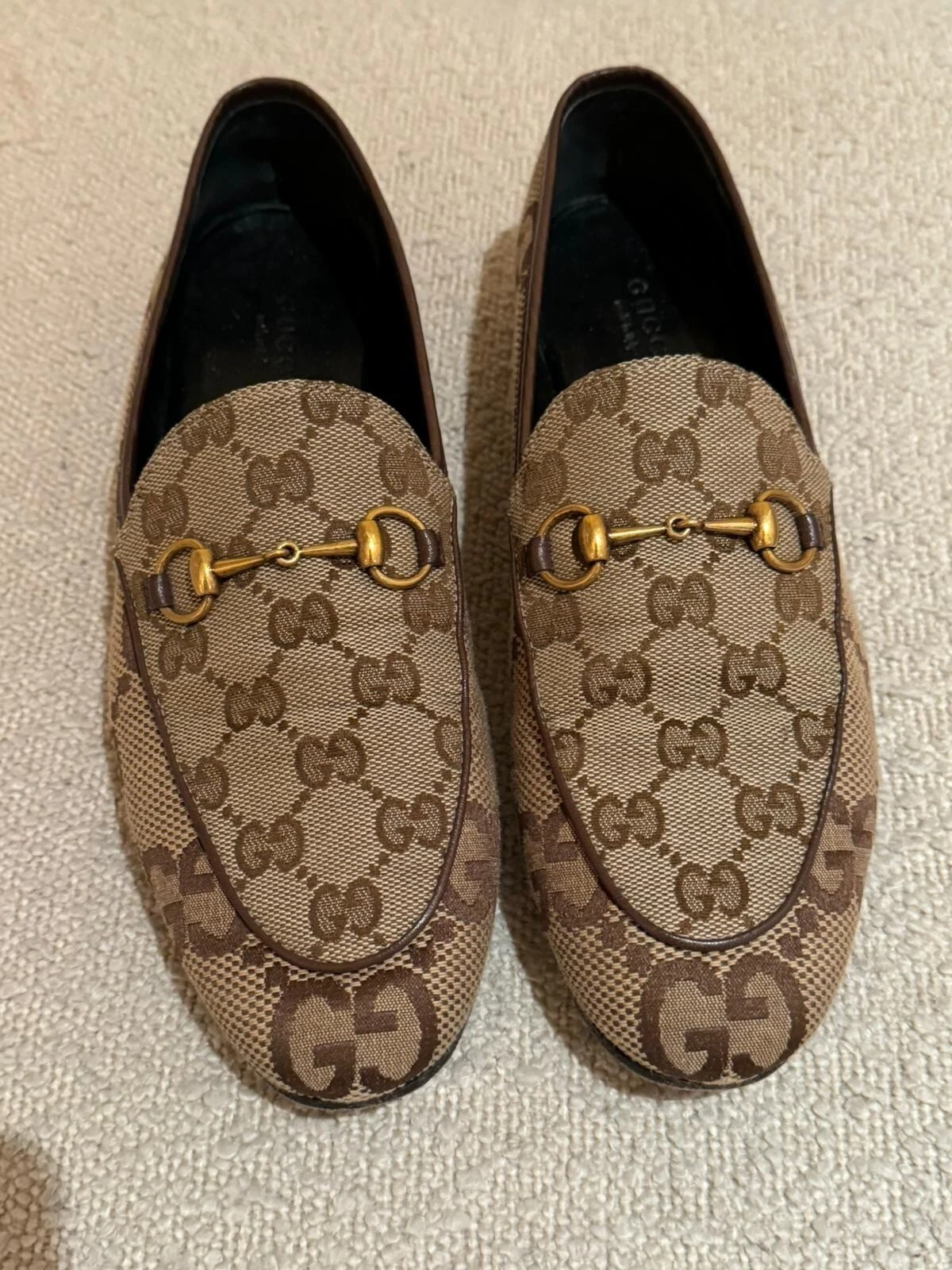 Mocassins Gucci GG en toile Horsebit Jordaan   Taille 38,5
