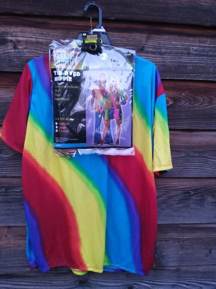 Новые мужские полностью Ghoul галстук окрашенный хиппи взрослых Хэллоуин костюм XL - Изображение 2 из 3