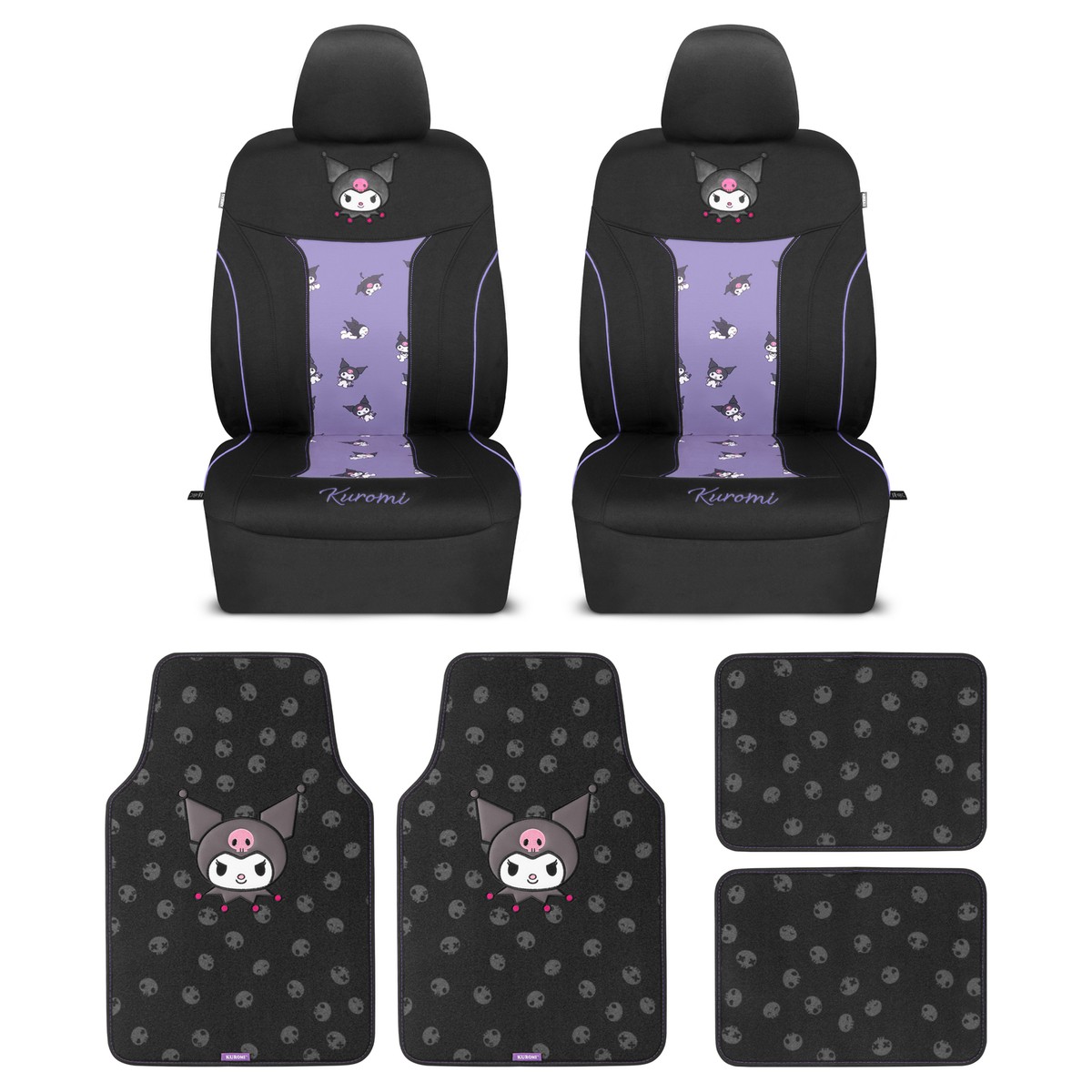 Hello Kitty Kuromi Car Seat Covers with 4PC Carpet Car Floor Mats