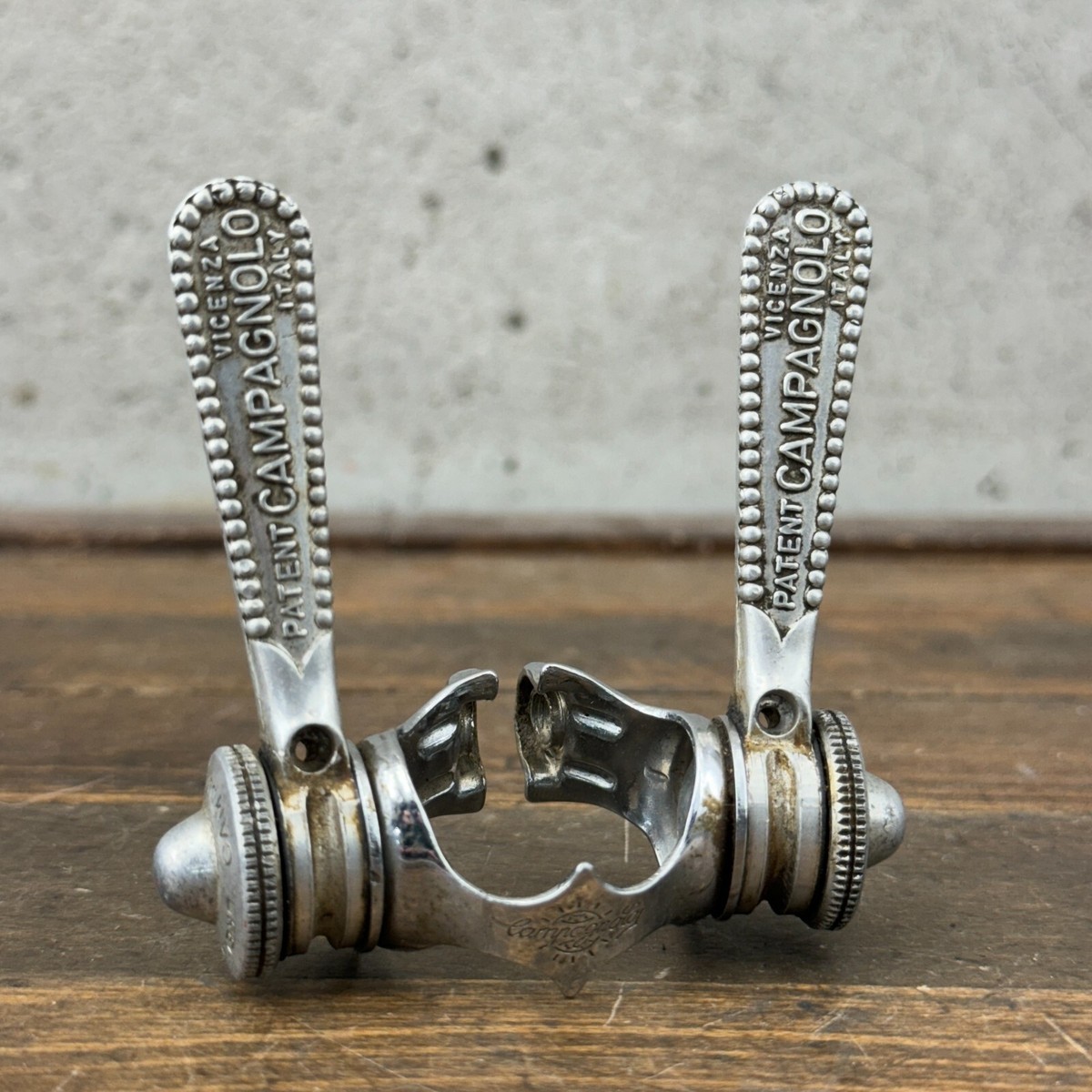 Vintage Campagnolo Patent Shifters Down Tube Clamp Shift Lever