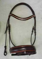 Dressage Crank Bridle crystal brow band with web reins.