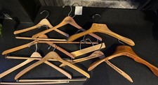 Vintage Lot Of 9 Wood Hangers Including assorted Hotels And Stores