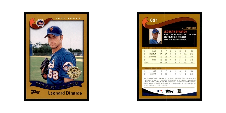 2002 Topps Home Team Advantage Lenny DiNardo Baseball Cards #691 - Image 3 of 3