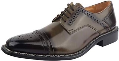BRAND NEW LIBERTYZENO Mens finest Leather Oxford Brogue Lace up Brown Sz 7.5