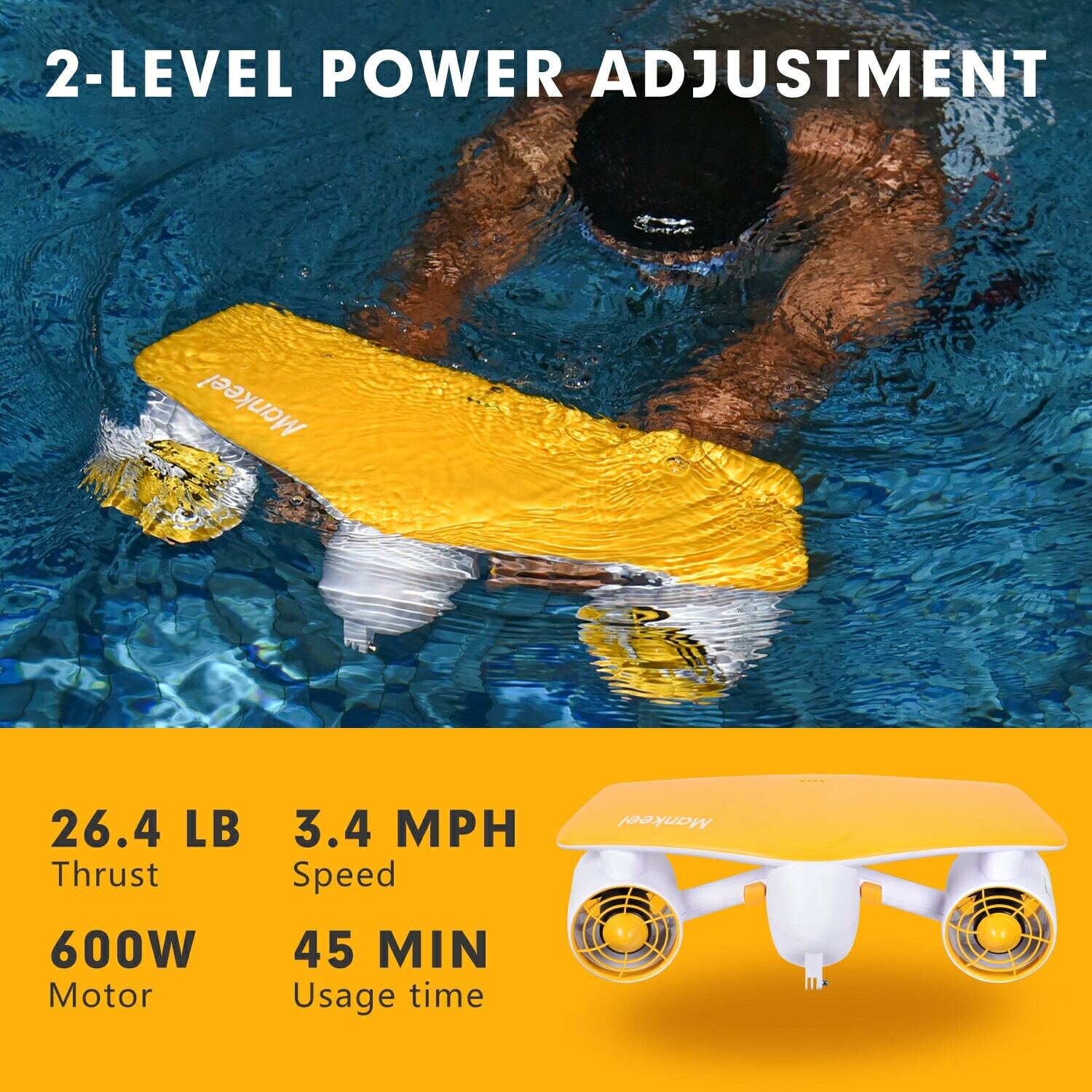 Scooter Submarino 500W |4-6km/h Vel. | Ideal Snorkel/Buceo | Ligero y Resistente