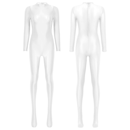 Women Long Sleeve Bodysuit Silky Tights Shiny Pantyhose Shaping Rompers Jumpsuit - Picture 27 of 137