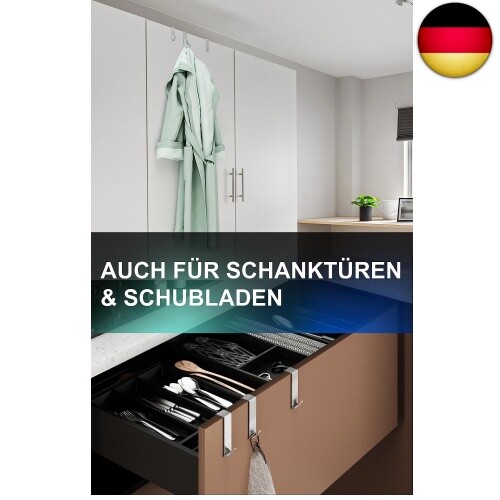 Menz Premium Türhaken zum Einhängen – 4 Stück Edelstahl Kleiderhaken Tür mit Ant - Bild 5 von 5