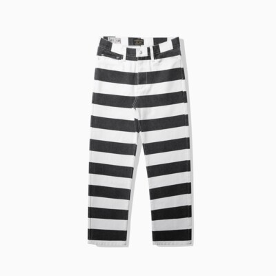 Herren 16OZ Motorradhose Heavy Canvas Prisoner Striped Hose Denim Racing Pants**