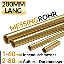 Messing Rohr Messingrohr Rundrohr Außen 1-80mm 200mm Länge 0,5-10mm Wandstärke