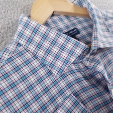 Peter Millar Shirt XL Performance Crown Crafted Blue Plaid Sport Business Preppy