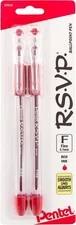 Pentel RSVP Red Ballpoint Pens – Fine Point (0.7mm), 2-Pack