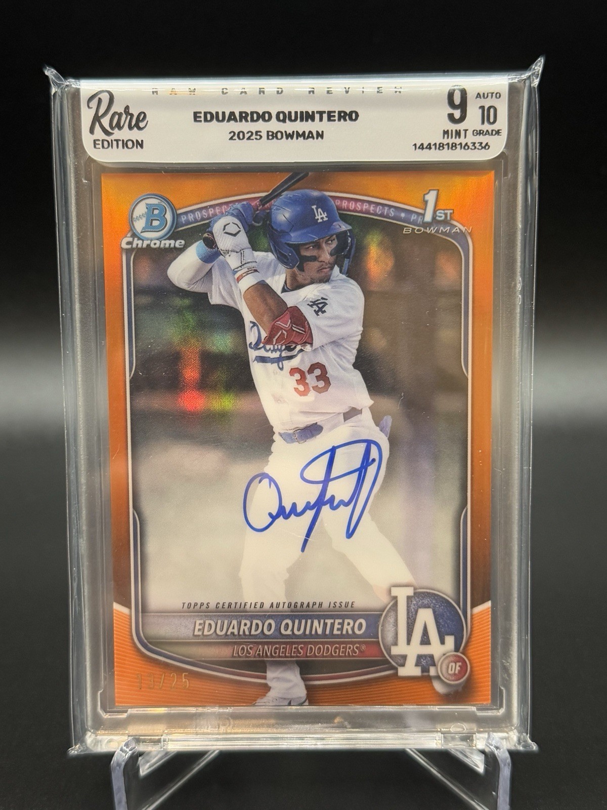 2025 Bowman Chrome Prospect Orange Refractor /25 Eduardo Quintero #CPA-EQ Auto