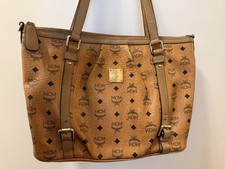 Authentic MCM Cognac Logo-Print Tote Bag