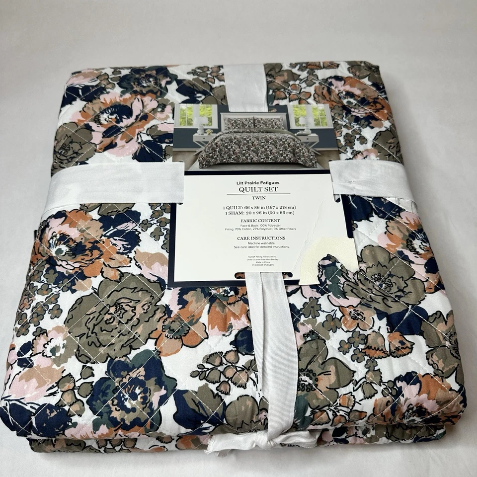 Vera Bradley Juego Doble 2 Piezas Edredón Sham Lilt Prairie Fatigues Edredón NUEVO Foto 4 de 4