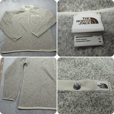The North Face Jacket Men XL Cream Gray Soft Pullover Sweater 1/4Zip Long Sleeve