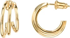 PAVOI 14K Gold Plated Multi Huggie Hoop Earrings for Women - 925 Sterling...