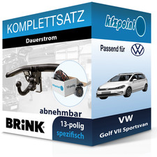 Für VW Golf Sportsvan 14- BRINK Anhängerkupplung abnehmbar + 13polig E-Satz neu
